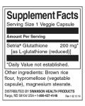 Glutathione, 200 mg, 60 растителни капсули, Swanson - 2t