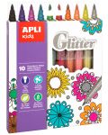 Маркери APLI - 10 цвята, блестящи - 1t