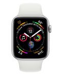 Смарт часовник Apple S4 - 40mm, сребрист, бяла силиконова каишка - 3t
