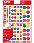 Самозалепващи стикери Apli - Кръгчета, 7 цвята, 624 броя - 1t