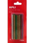 Блестящи цветни лепилни пръчки силикон Apli – ø 7.5 х 100 mm, 12 броя - 1t