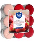 Ароматни чаени свещи Bispol Aura - Strawberry, 18 броя - 1t