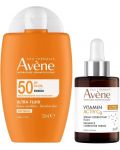 Avène VA Cg & Sun Комплект - Озаряващ серум и Флуид за лице Invisible, SPF50, 30 + 50 ml - 1t