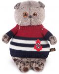 Плюшена играчка Budi Basa - Коте Басик, с моряшки пуловер, 19 cm - 1t