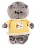 Плюшена играчка Budi Basa - Коте Басик, бебе, с жълта блузка, 19 cm - 1t