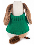 Плюшена играчка Budi Basa - Кученце Бартоломей, със зелен пуловер, 27 cm - 3t