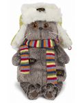 Плюшена играчка Budi Basa - Коте Басик, със зимна шапка, 19 cm - 1t