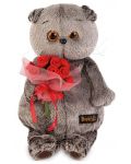 Плюшена играчка Budi Basa - Коте Басик, с букет рози, 19 cm - 1t