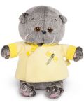 Плюшена играчка Budi Basa - Коте Басик, бебе, с жълто яке, 20 cm - 1t