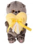 Плюшена играчка Budi Basa - Коте Басик, бебе, с жълто сърце, 20 cm - 1t