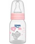 Бебешко шише Wee Baby Classic - 125 ml, розово със слонче - 1t