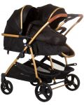 Бебешка количка за близнаци Chipolino - Дуо Смарт, обсидиан/злато - 2t