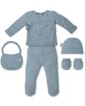 Бебешки комплект за изписване Interbaby - 5 части, 0-6 м, син - 1t