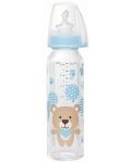 Бебешко стъклено шише NIP - Flow M, 0-6 м, 250 ml, boy  - 1t