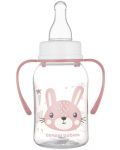 Бебешко шише с дръжки Canpol - Cute Animals, 120 ml, розово - 2t