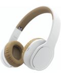 Безжични слушалки с микрофон Hama - Touch, бели/кафяви - 1t