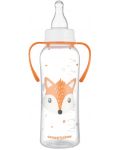 Бебешко шише с дръжки Canpol - Cute Animals, 250 ml, оранжево - 2t