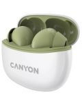 Безжични слушалки Canyon - TWS5, бели/зелени - 3t