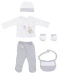 Бебешки комплект за изписване Interbaby - 5 части, 0-6 м, сив - 1t