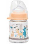 Бебешко стъклено шише NIP - Flow S, 0 м+, 120 ml, Girl - 1t