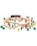 Комплект за игра Beeboo - Дървен влак и релси - 2t