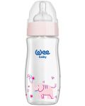 Бебешко шише от топлоустойчиво стъкло Wee Baby Classic Plus, 180 ml, розово - 1t
