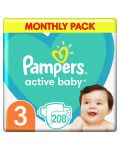 Бебешки пелени Pampers - Active Baby 3, 208 броя - 4t