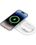 Безжично зарядно Belkin - Boost Charge Pro 2 в 1, Qi2, 15W, бяло - 1t