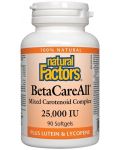 BetaCareAll, 25 000 IU, 90 капсули, Natural Factors - 1t
