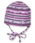 Бебешка шапка Sterntaler - На звездички, 41 cm, 4-5 месеца, лилаво-сива - 1t