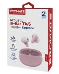 Безжични слушалки ProMate - Lush Acoustic, TWS, розови/бели - 3t