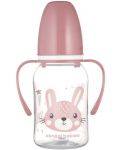 Бебешко шише с дръжки Canpol - Cute Animals, 120 ml, розово - 1t