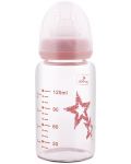 Бебешко стъклено шише Lorelli - Anti Colic, 120 ml, Blush Pink - 2t