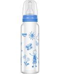 Бебешко шише от топлоустойчиво стъкло Wee Baby Classic, 240 ml, синьо - 1t