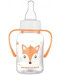 Бебешко шише с дръжки Canpol - Cute Animals, 120 ml, оранжево - 2t