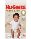 Бебешки пелени Huggies Extra care - Размер 4, 8-16 kg, 60 броя - 4t