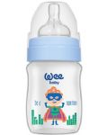 Бебешко шише Wee Baby Classic Plus, PP, 150 ml, синьо с момче - 1t