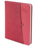 Бележник Spree Canberra - С джоб за GSM и химикалка, 168 листа, червен, 2024 - 1t