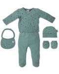 Бебешки комплект за изписване Interbaby - 5 части, 0-6 м, зелен - 1t