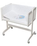 Бебешка мини кошара Interbaby - Мече, със спален комплект, син - 1t