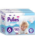 Бебешки пелени Pufies Sensitive 6, 132 броя - 1t