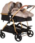 Бебешка количка за близнаци Chipolino - Дуо Смарт, златисто бежова - 1t