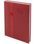 Бележник Spree Denim - С ластик за химикалка, 168 листа, червен, 2024 - 1t