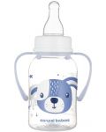 Бебешко шише с дръжки Canpol - Cute Animals, 120 ml, синьо - 2t