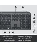 Безжична клавиатура Logitech - MX Keys, Graphite - 7t