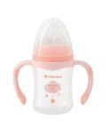 Бебешко шише с широко гърло KikkaBoo Clouds - С антиколик биберон, 180 ml, розово - 1t
