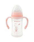 Бебешко шише с широко гърло KikkaBoo Rabbit - С антиколик биберон, 260 ml, розово - 1t
