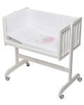 Бебешка мини кошара Interbaby - Мече, със спален комплект, розов - 1t