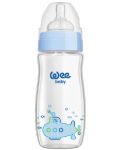 Бебешко шише от топлоустойчиво стъкло Wee Baby Classic Plus, 180 ml, синьо - 1t