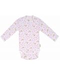 Боди с дълъг ръкав Bio Baby - Органичен памук, 80 cm, 12 месеца, бяло-розово - 1t
